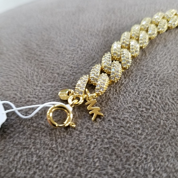 Michael Kors Linked Statement Bracelet Gold Tone Sterling Silver Pave CZ NWT - Picture 10 of 16